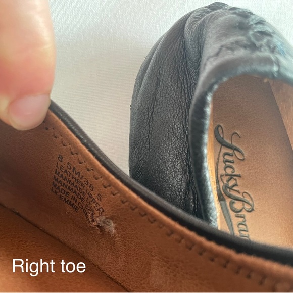 Lucky Brand Black Tan Leather Ballet Flats 8.5 M Emmie - Picture 12 of 13
